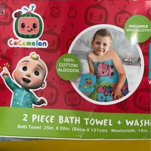 NEW Cocomelon BATH SET toddler TOWEL kids WASHCLOTH  tub time 100% COTTON gift